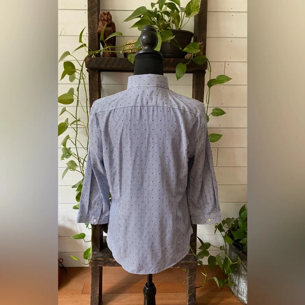 Land’s End Pin Stripe with Polka Dots Button Down Shirt